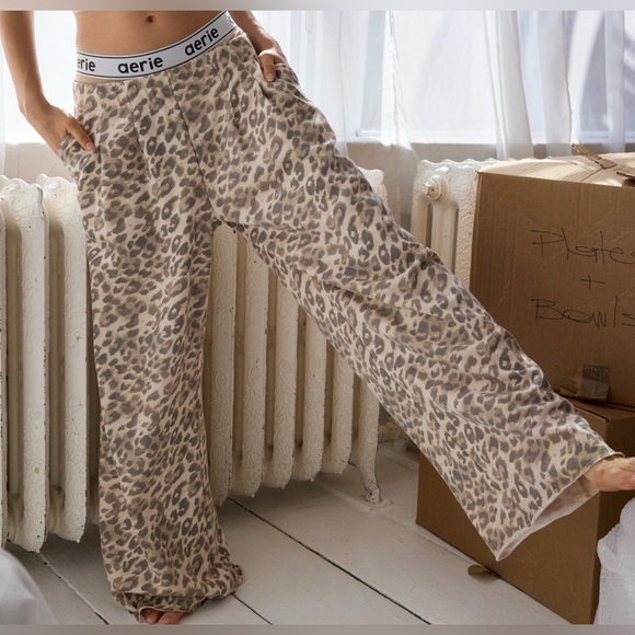 SOLD. Aerie Leopard Print Wide-Leg Pants - Picture 5 of 6